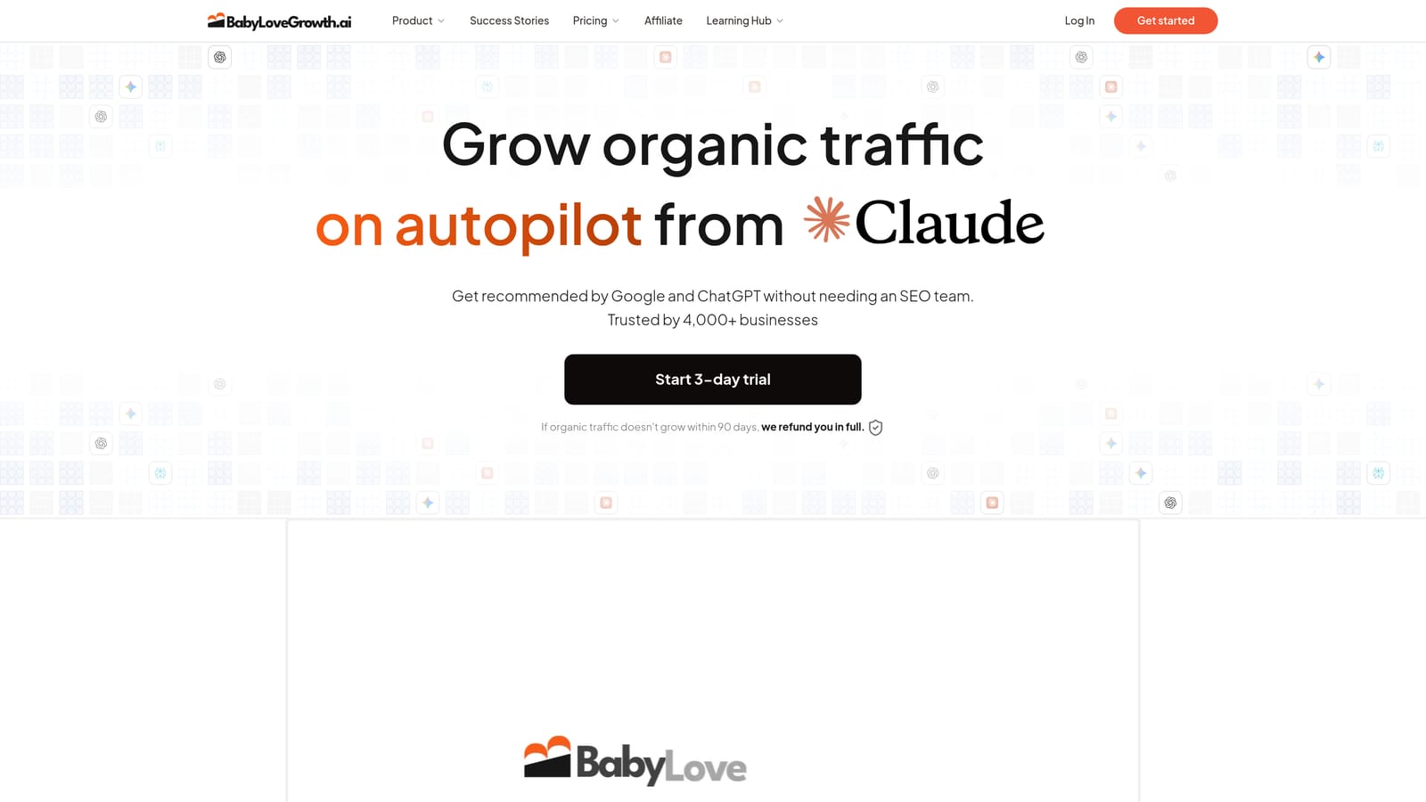 Screenshot of BabyLoveGrowth.ai website