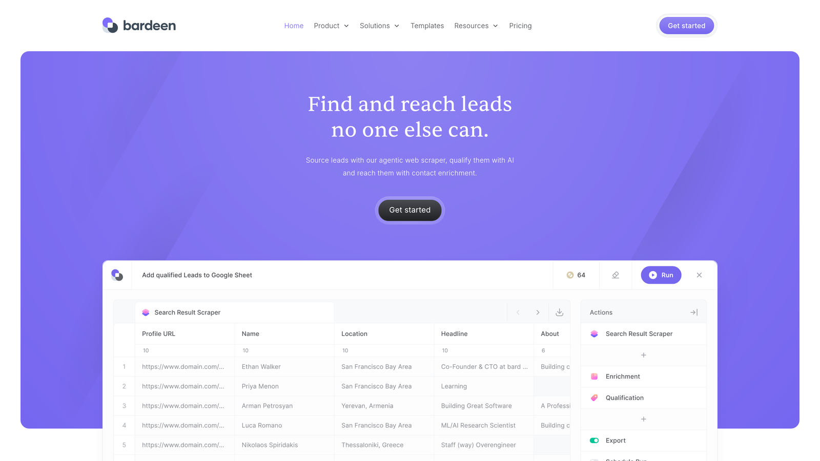 Screenshot of Bardeen website