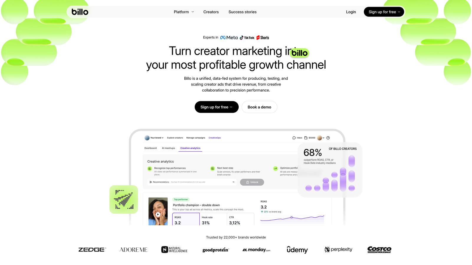 Screenshot of Billo website