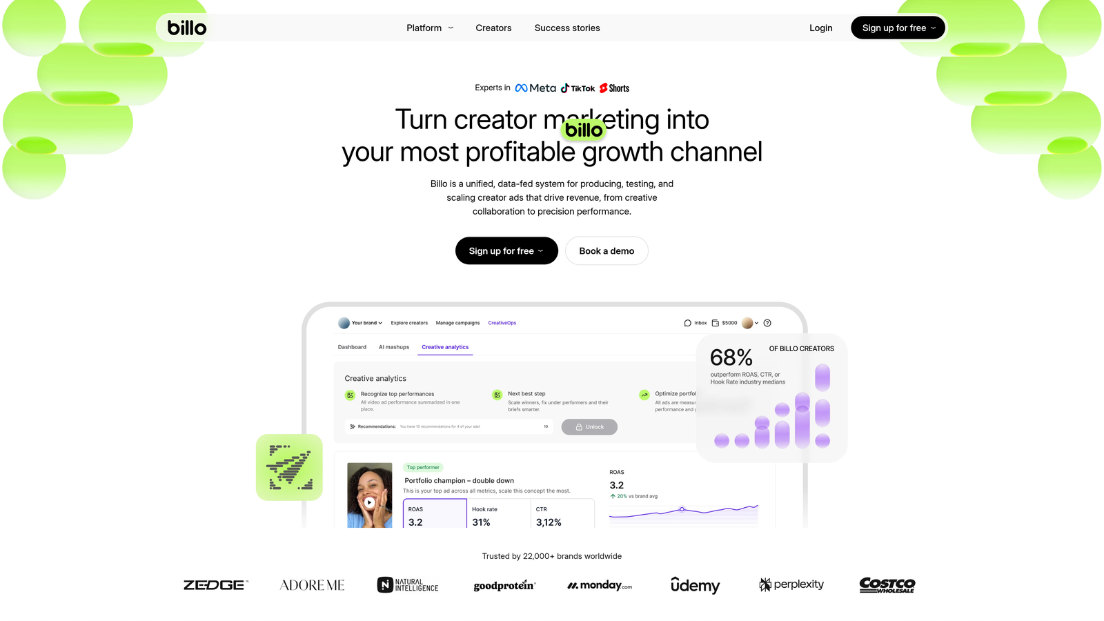 Screenshot of Billo website