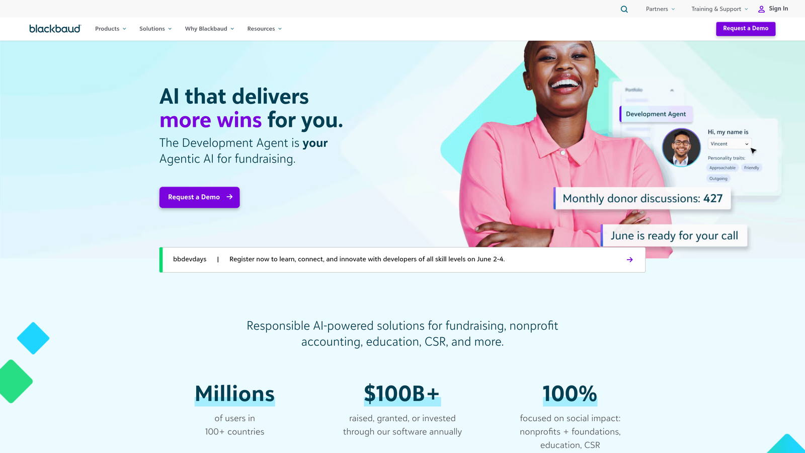 Screenshot of Blackbaud Enrollment Management website