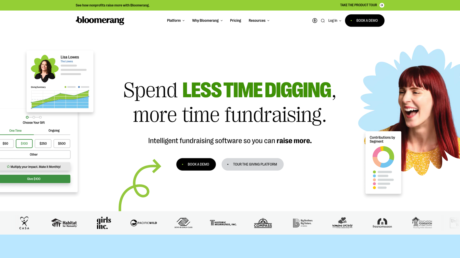 Screenshot of Bloomerang website