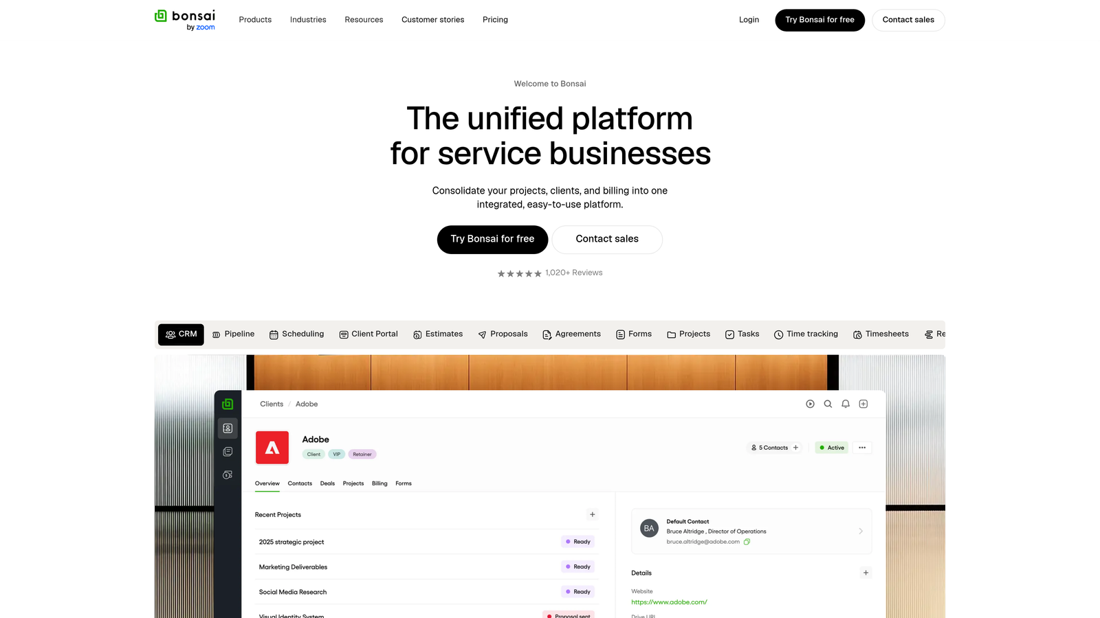 Screenshot of Bonsai Agency website
