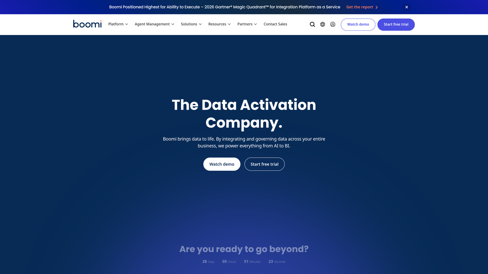 Screenshot of Boomi website