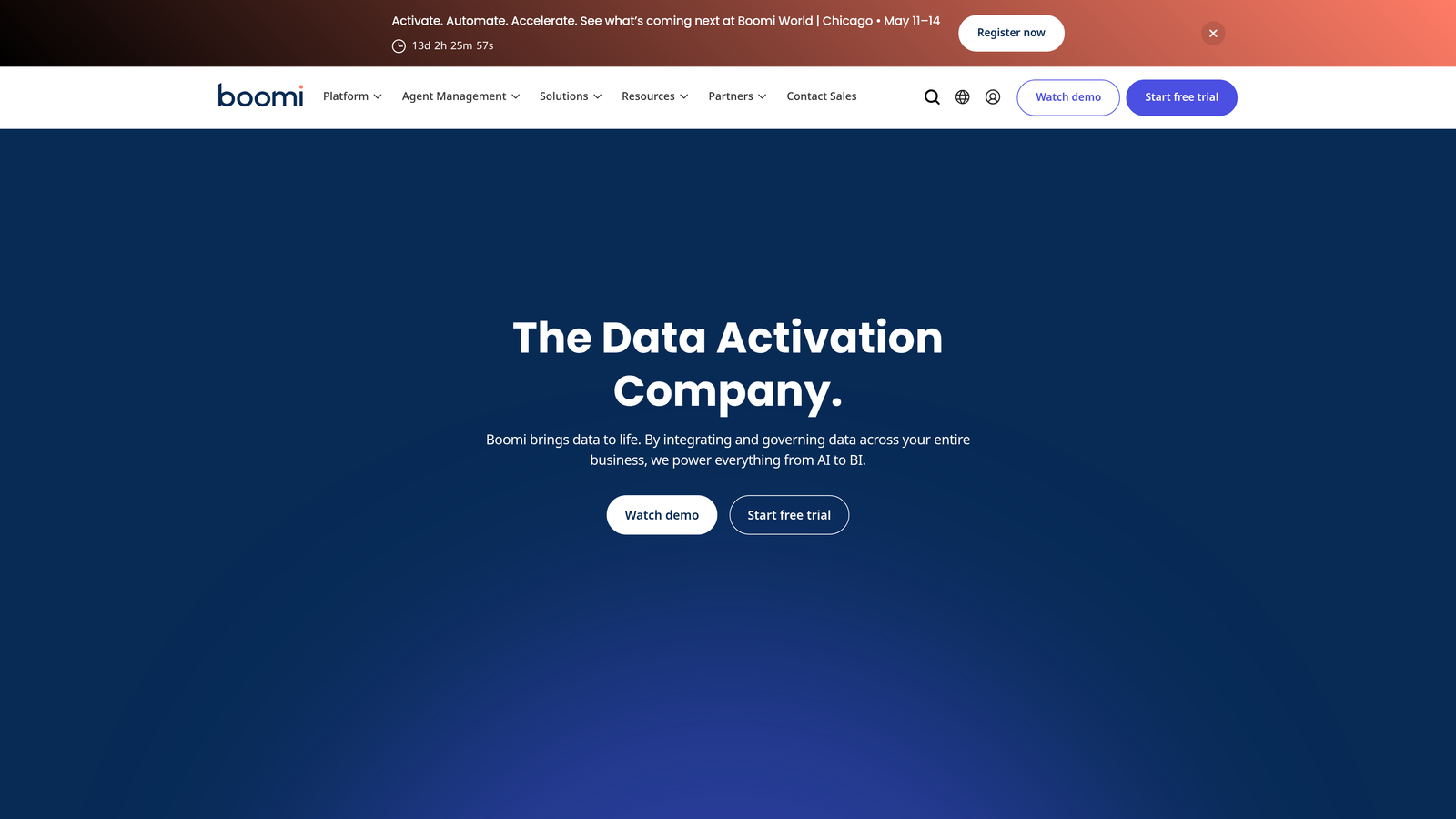 Screenshot of Boomi website