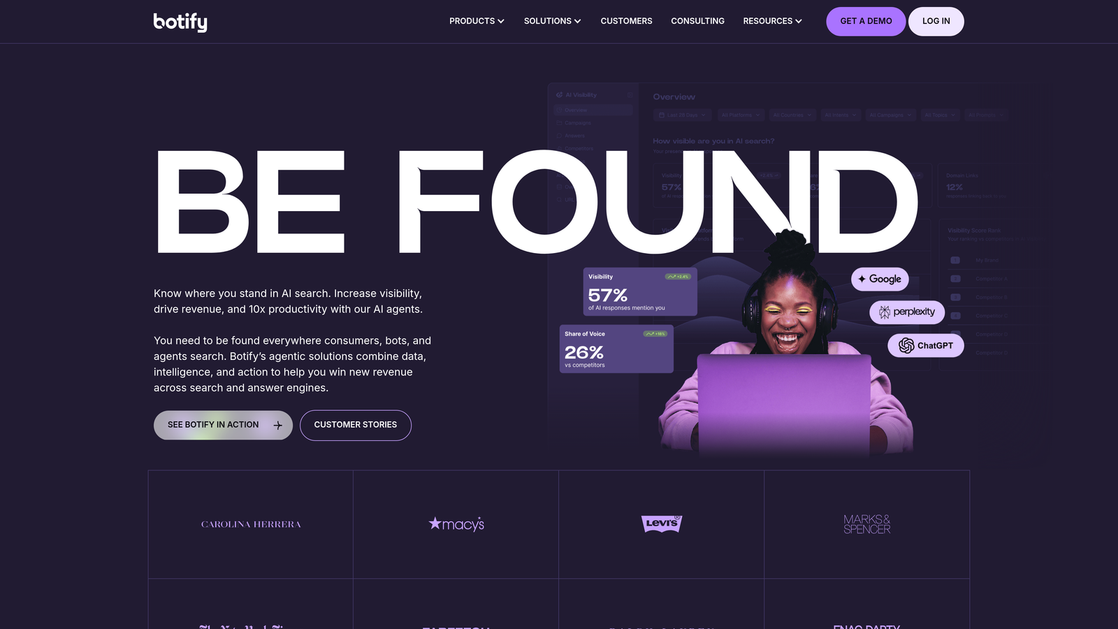 Screenshot of Botify website