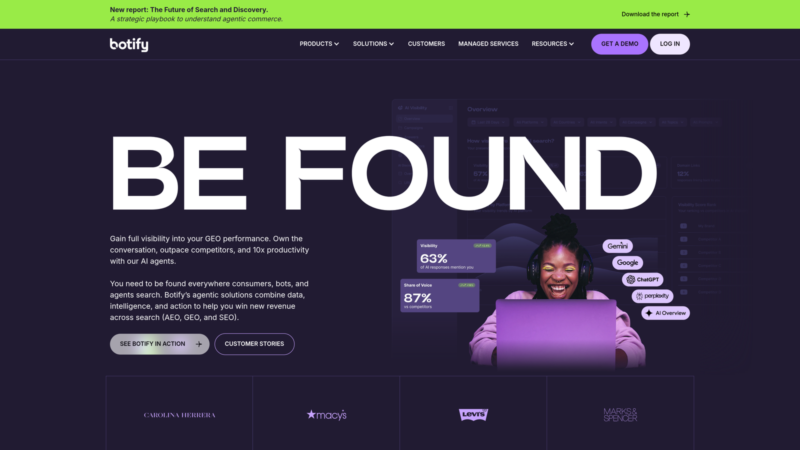 Screenshot of Botify website