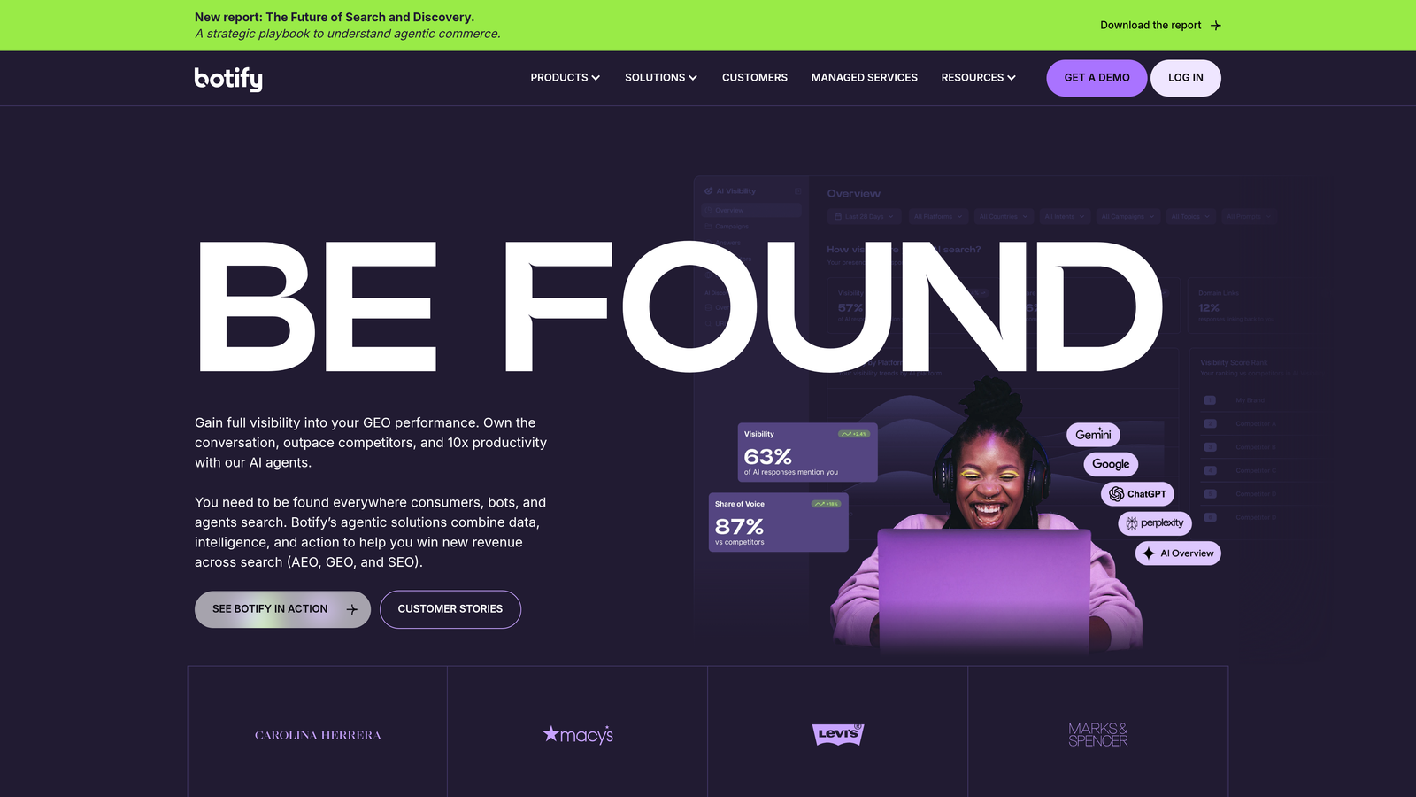 Screenshot of Botify website