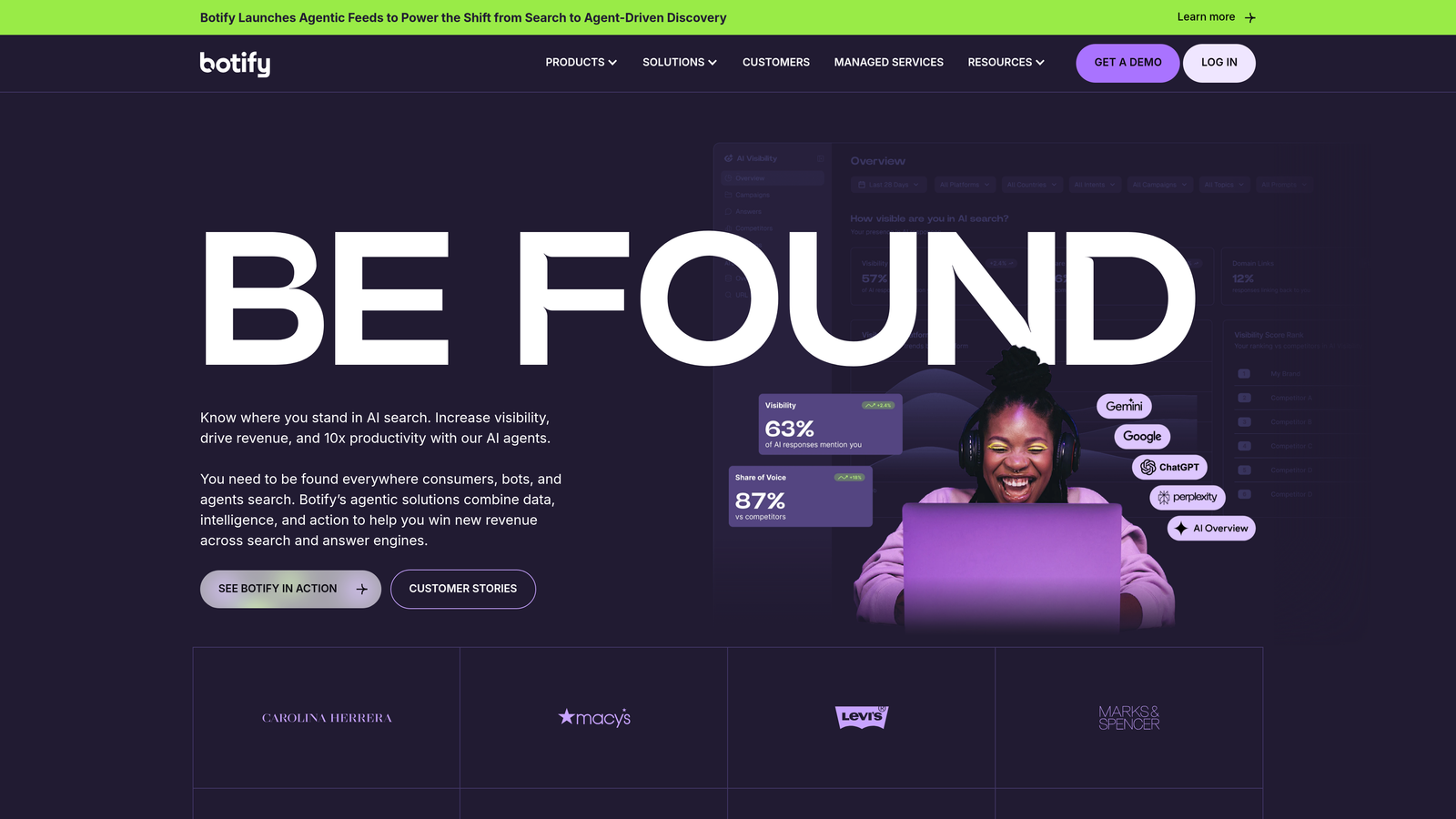 Screenshot of Botify website