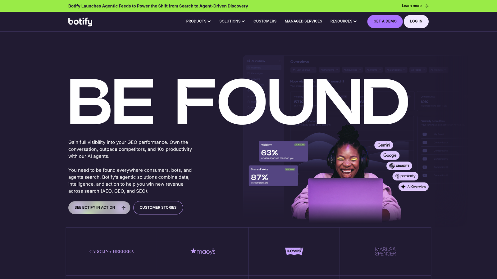 Screenshot of Botify website