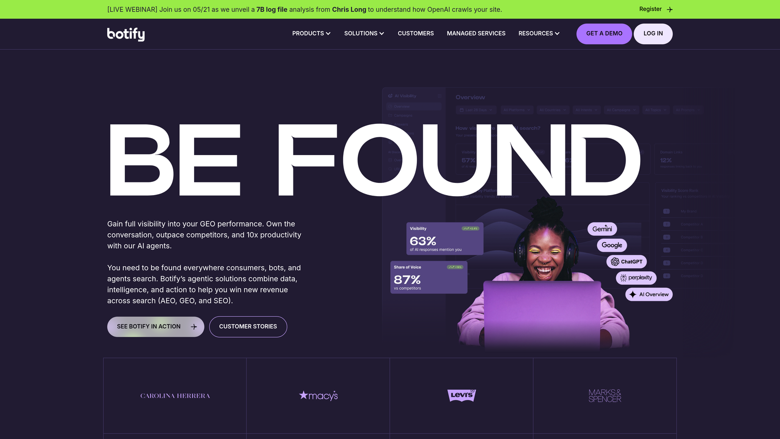 Screenshot of Botify website