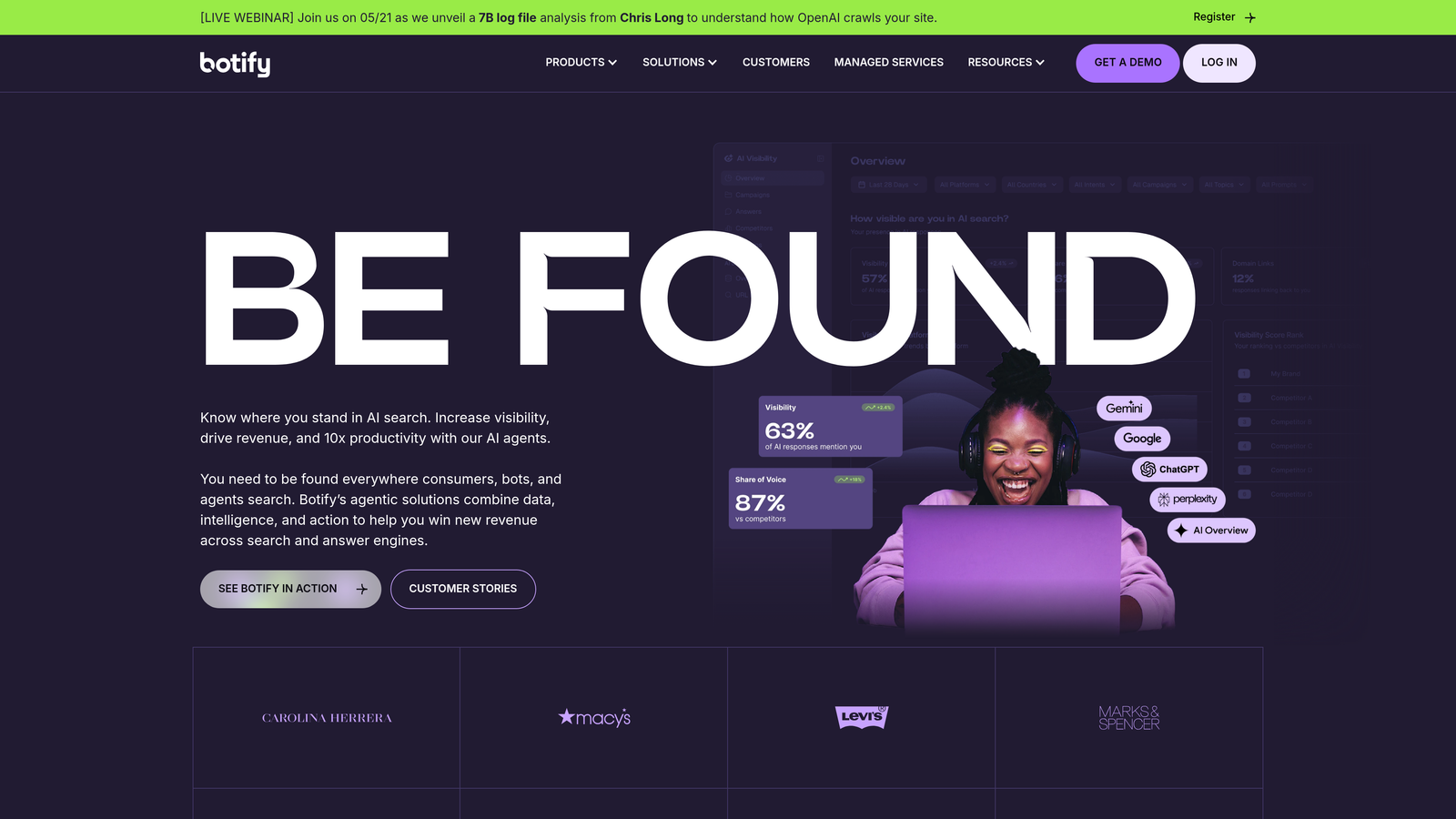 Screenshot of Botify website