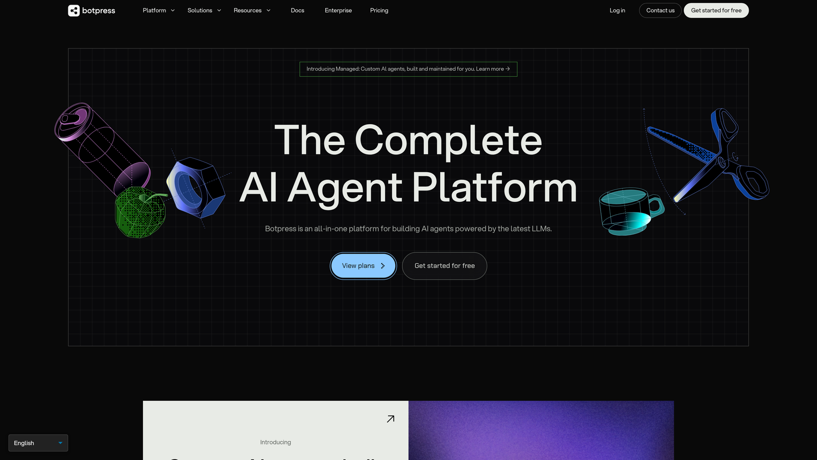 Screenshot of Botpress website