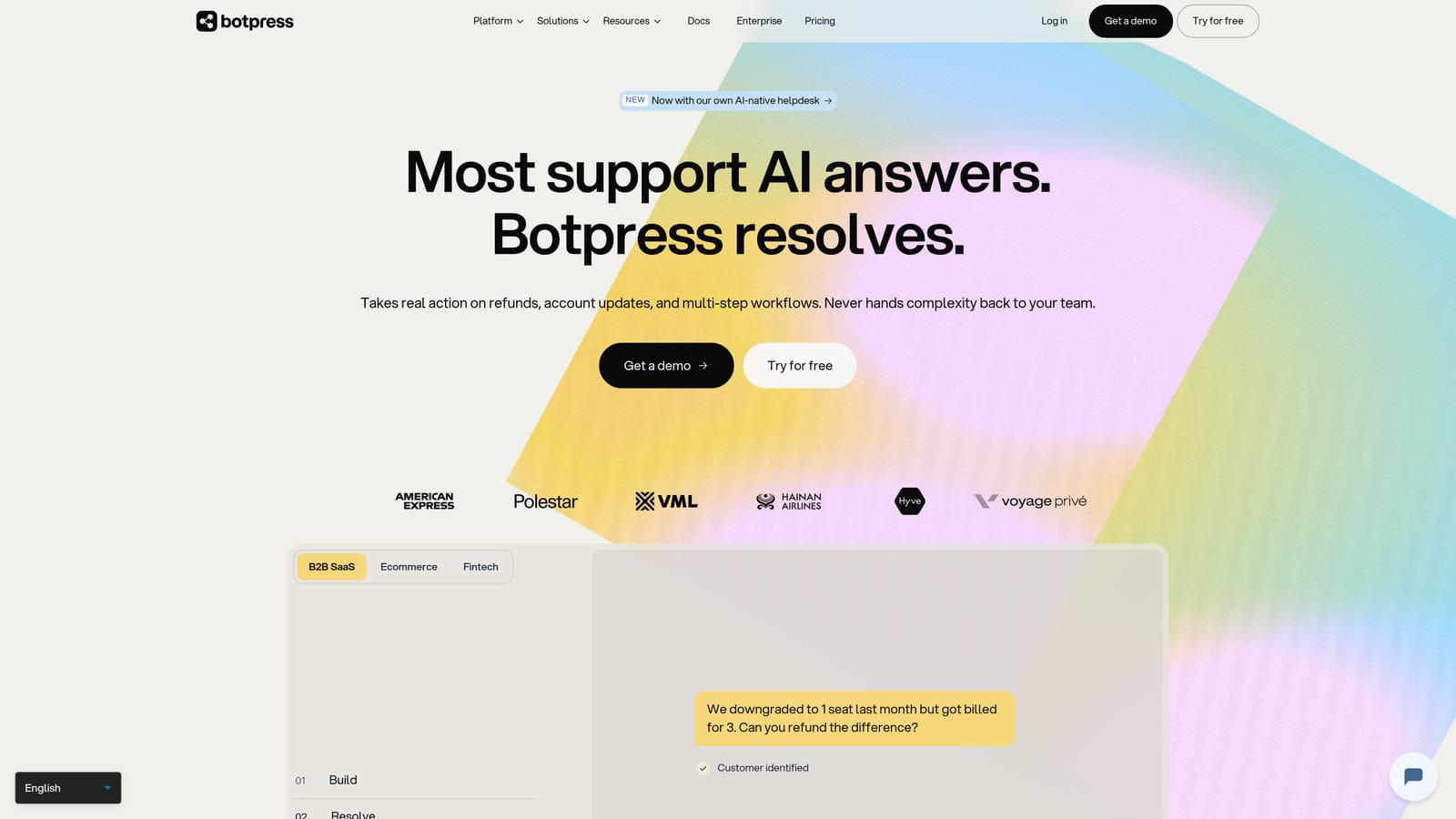 Screenshot of Botpress website