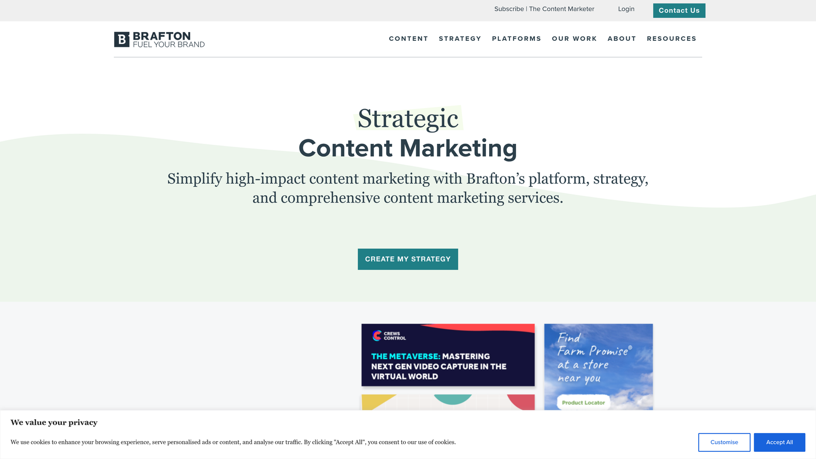 Screenshot of Brafton website