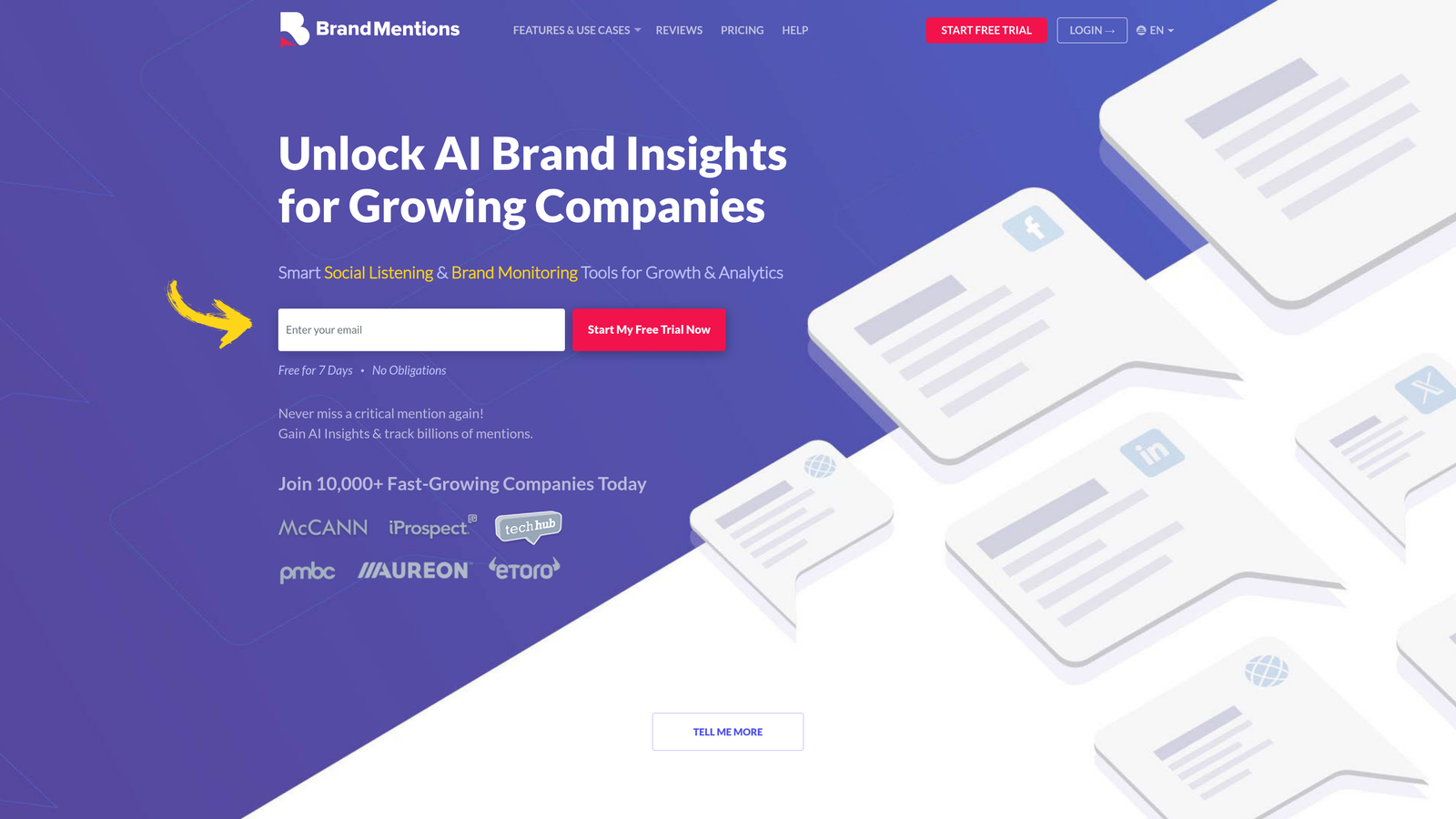 Screenshot of BrandMentions AI Module website