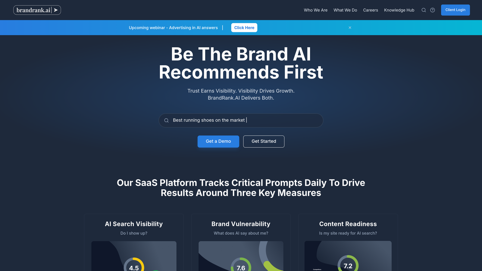 Screenshot of BrandRank.AI website