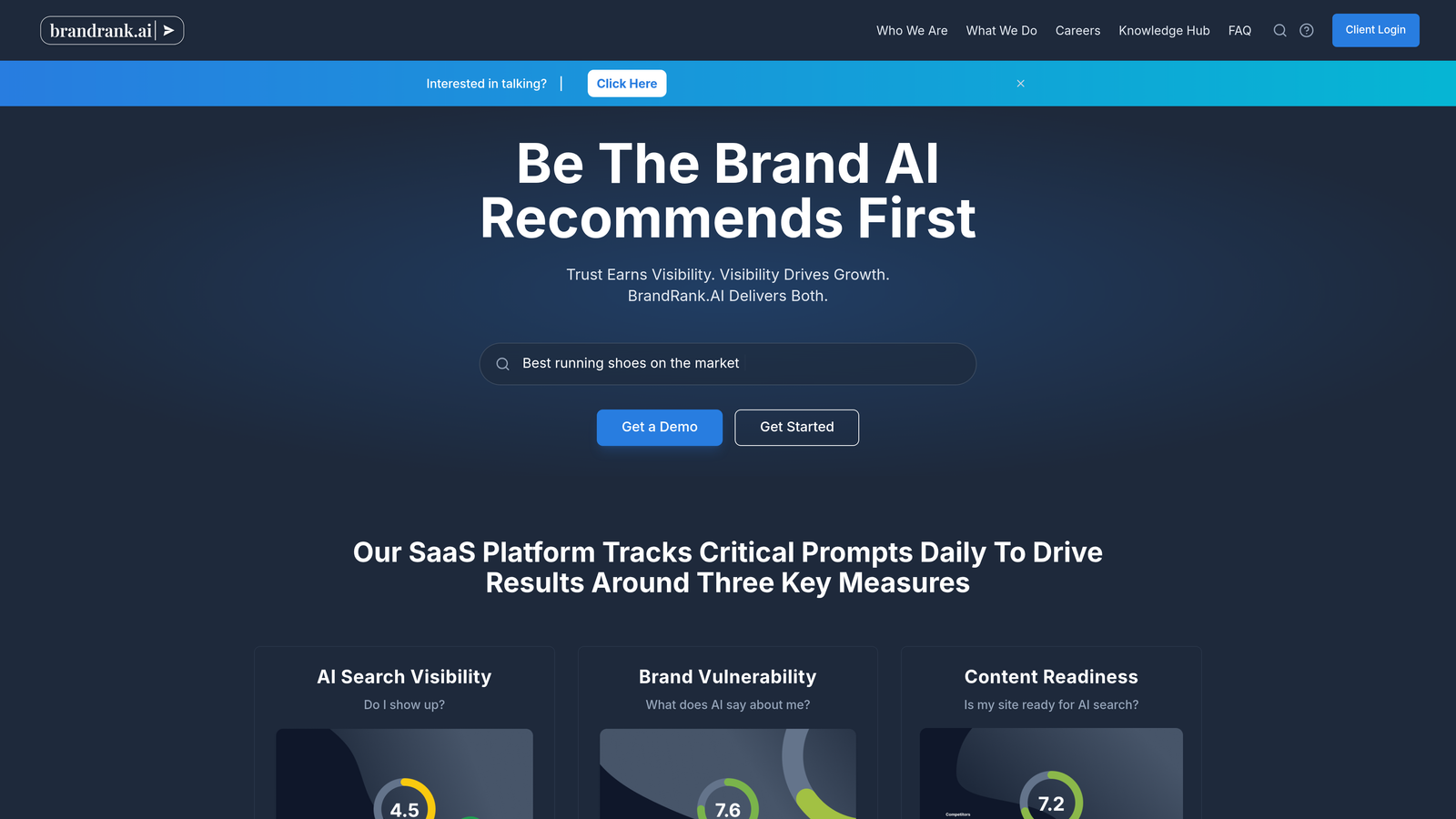 Screenshot of BrandRank.AI website
