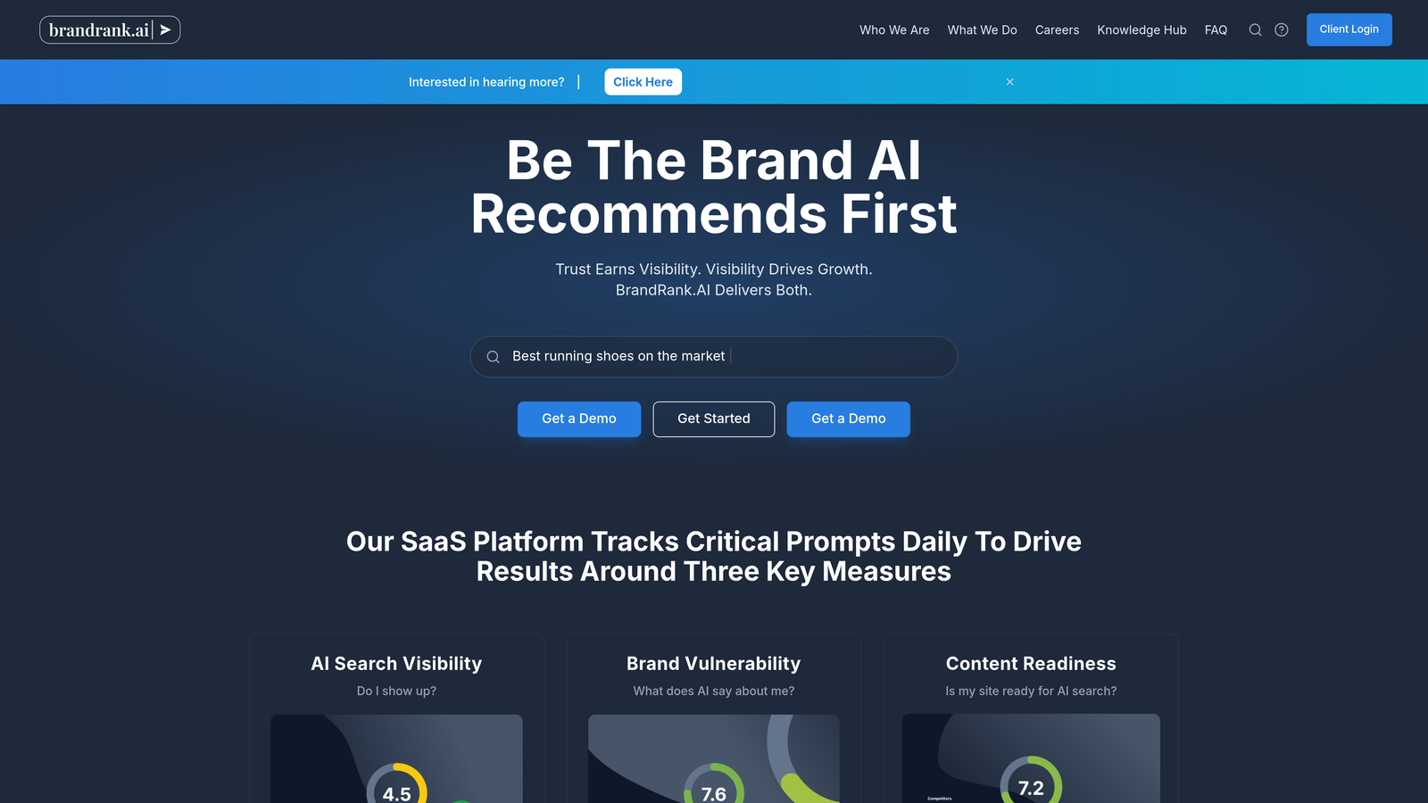 Screenshot of BrandRank.AI website