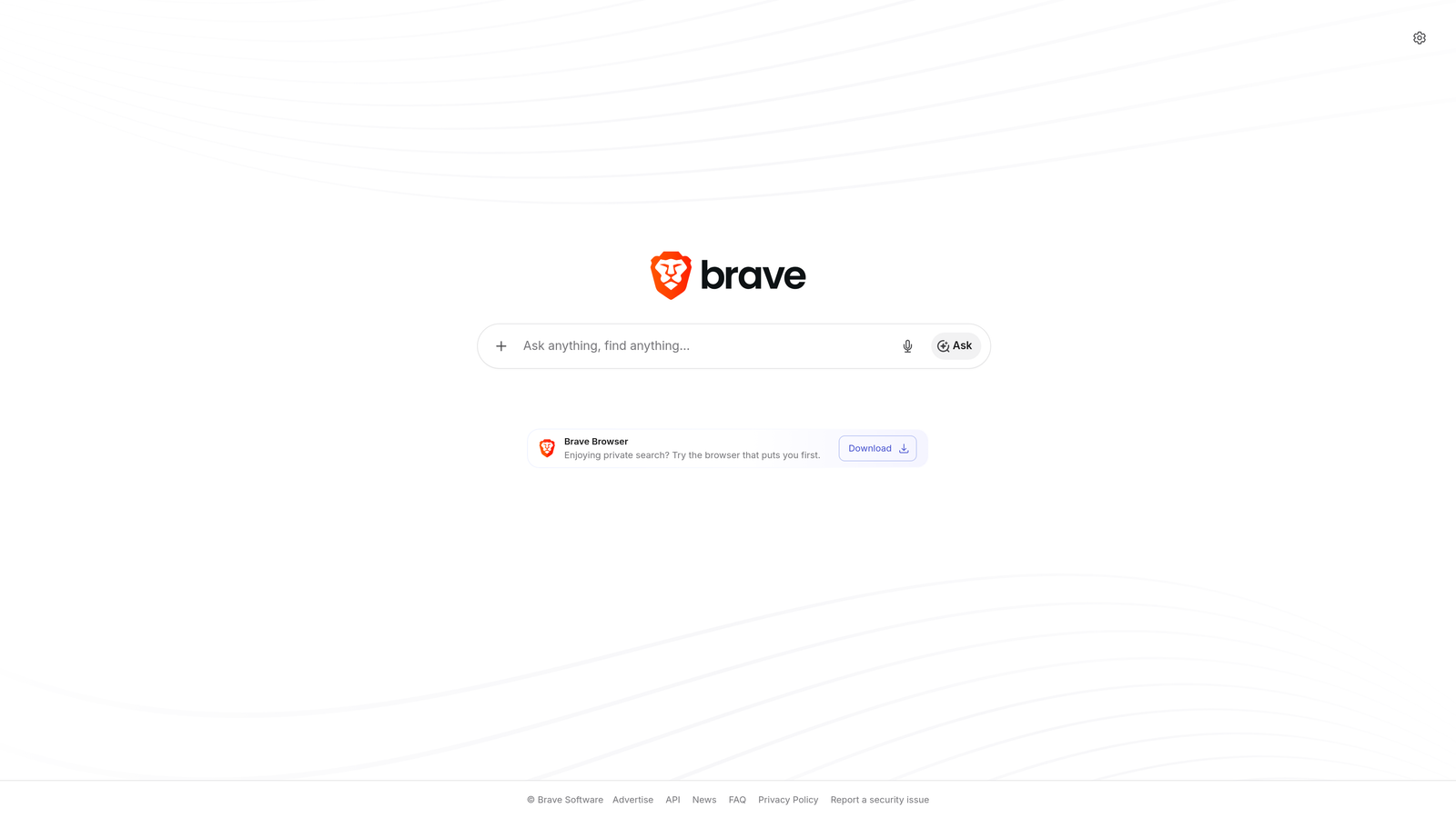 Screenshot of Brave Search website