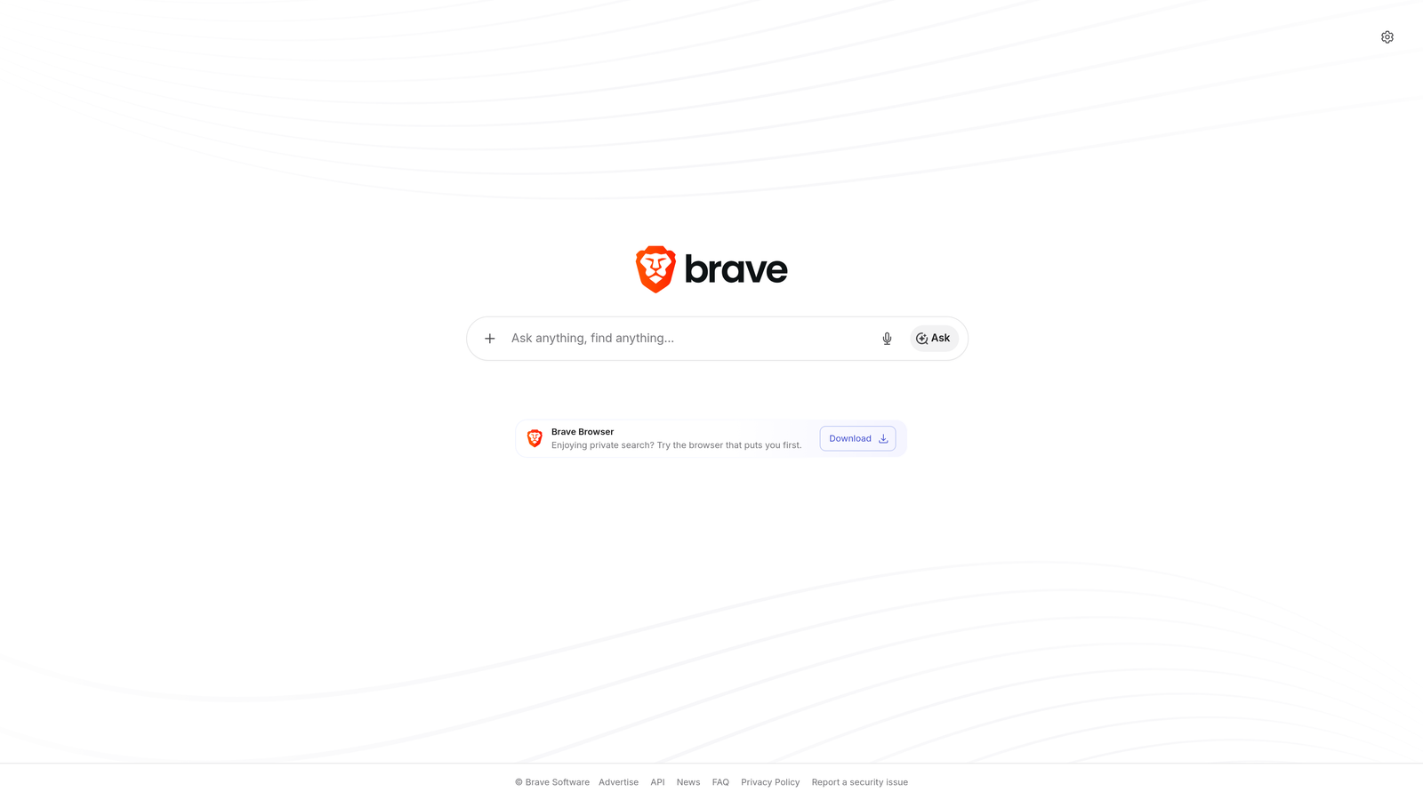 Screenshot of Brave Search website