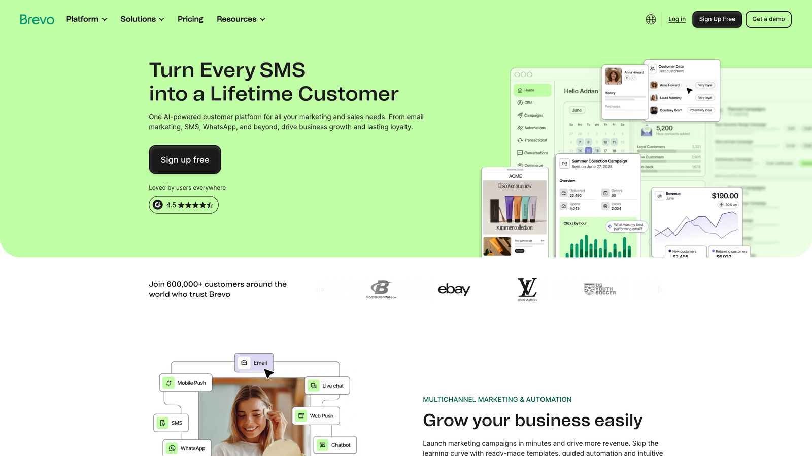 Screenshot of Brevo website