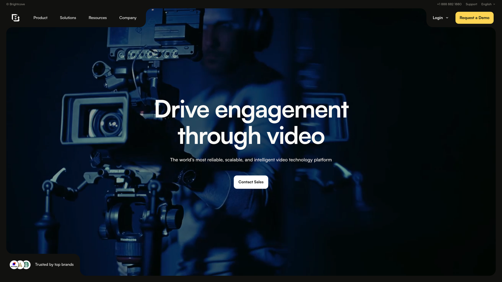 Screenshot of Brightcove website homepage