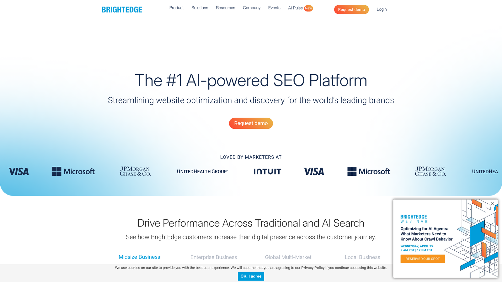 Screenshot of BrightEdge AI Visibility website