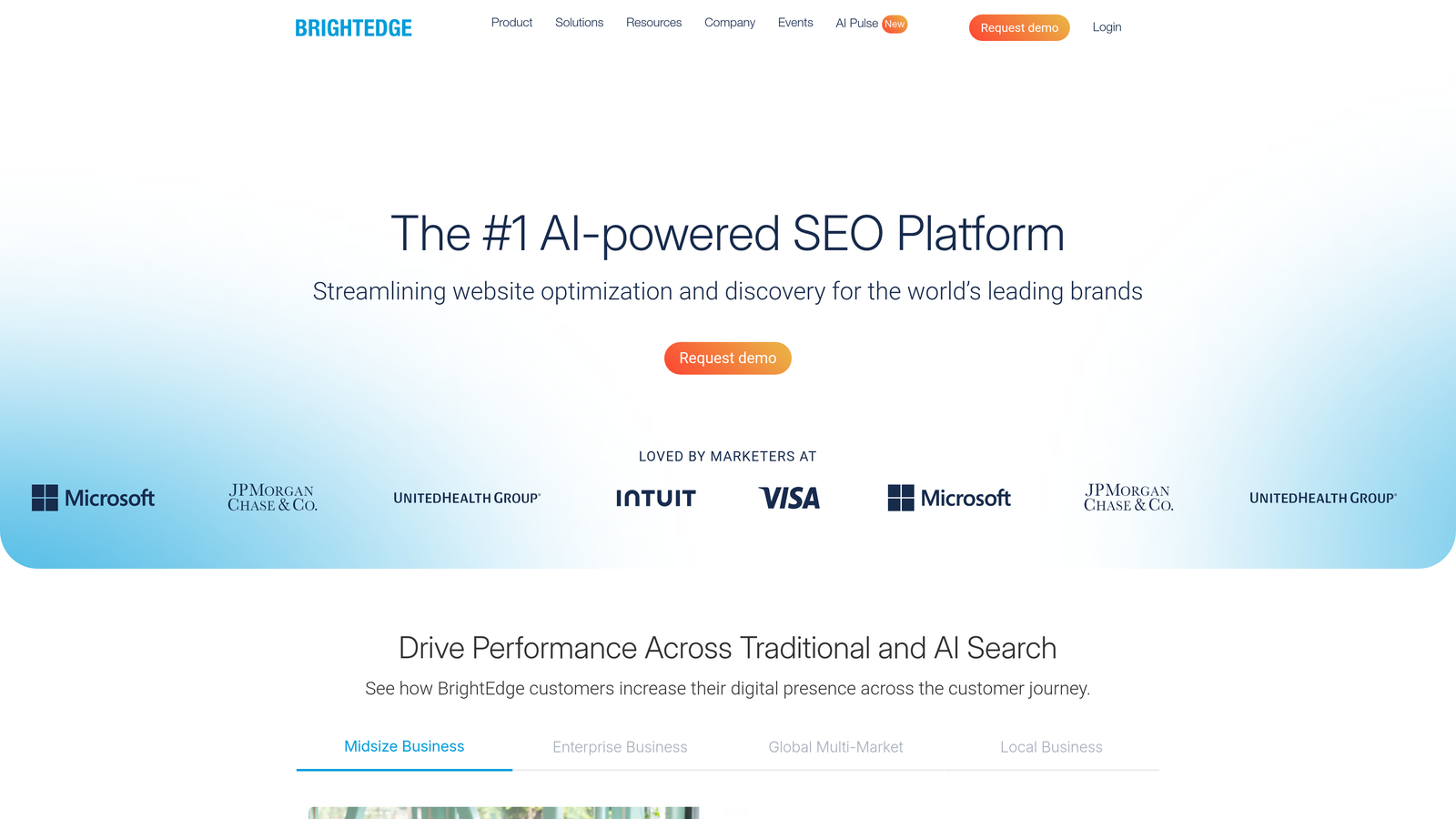 Screenshot of BrightEdge website homepage