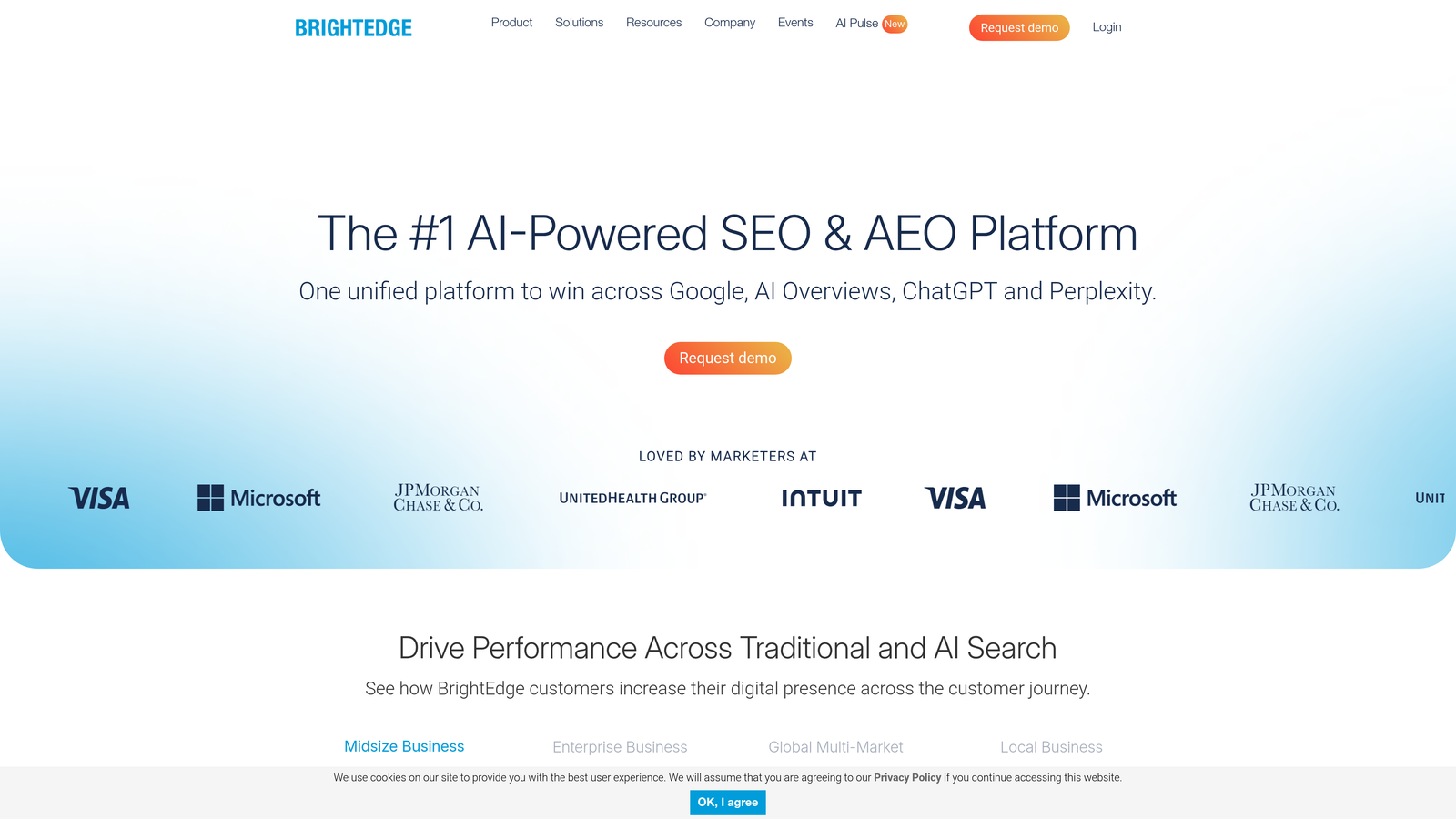 Screenshot of BrightEdge website
