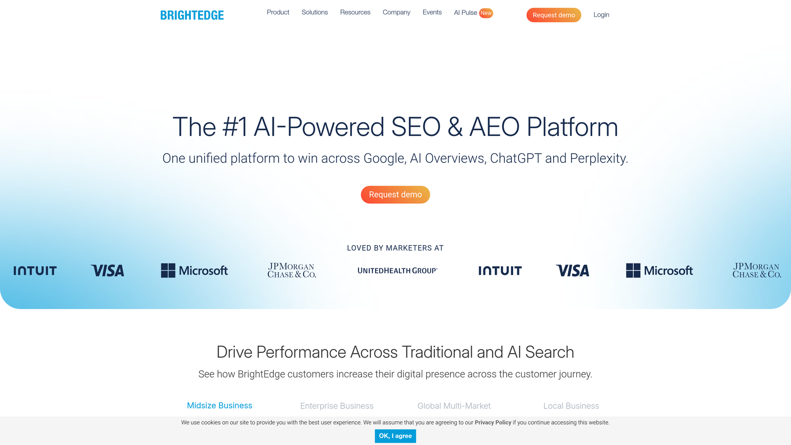 Screenshot of BrightEdge website
