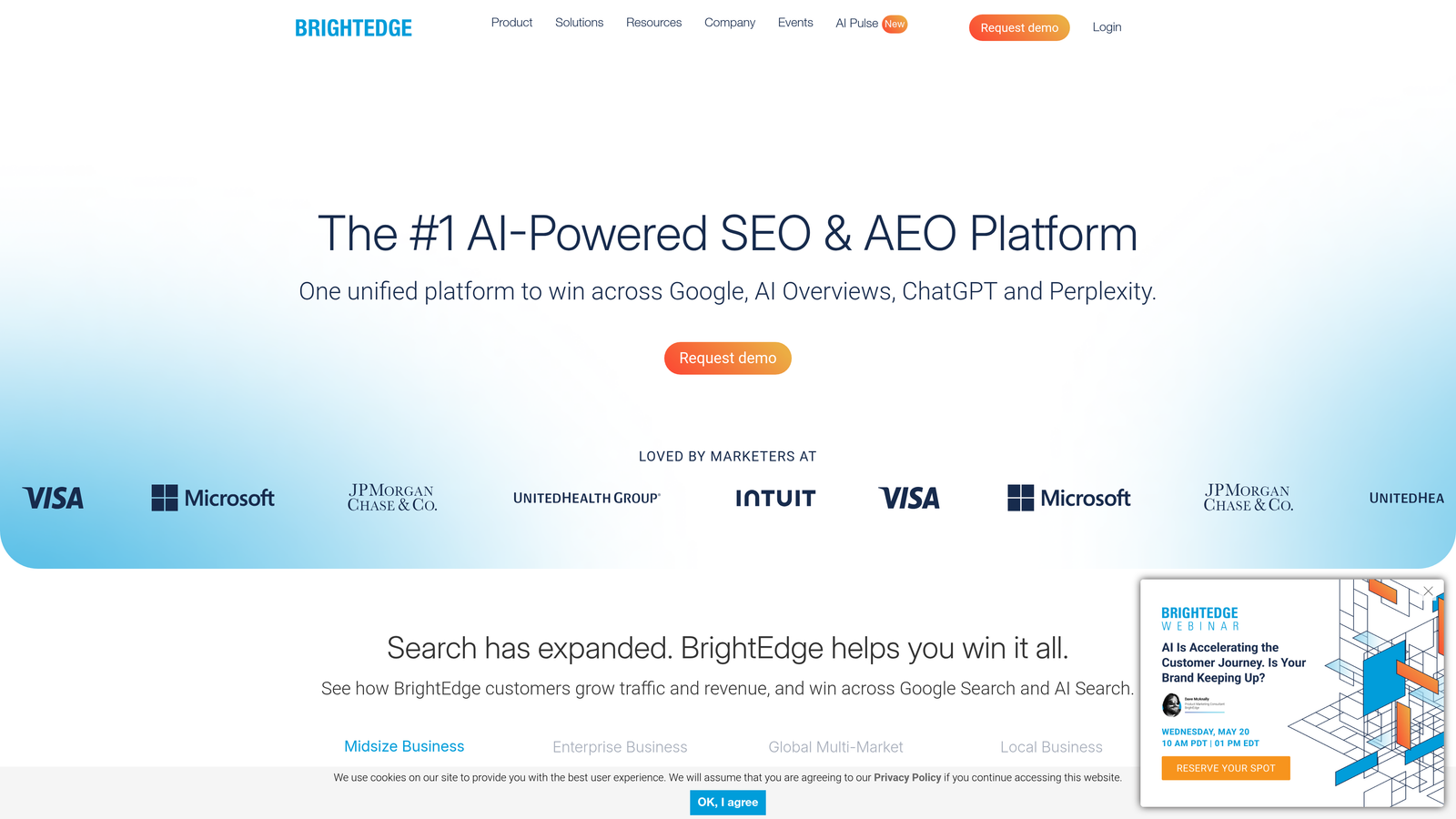 Screenshot of BrightEdge website