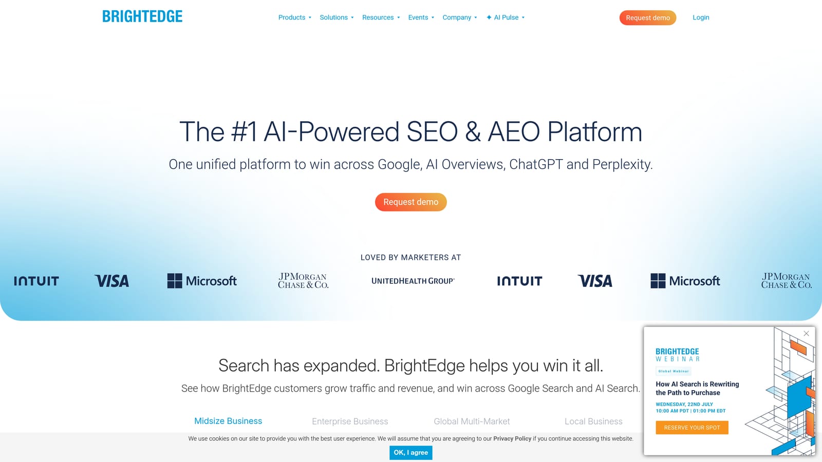 Screenshot of BrightEdge website