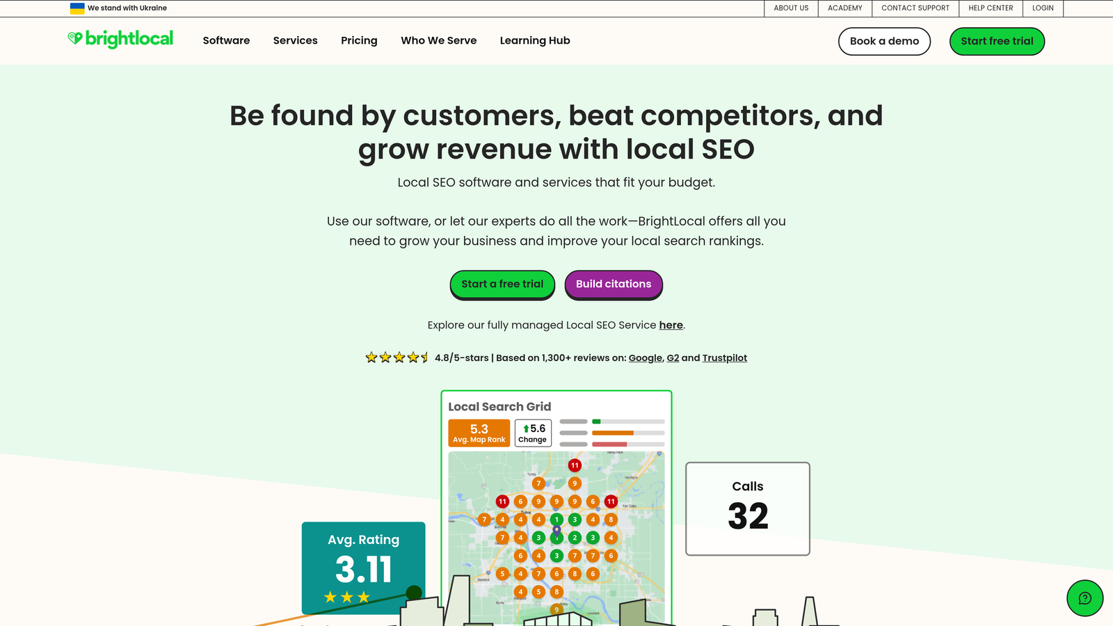 Screenshot of BrightLocal website