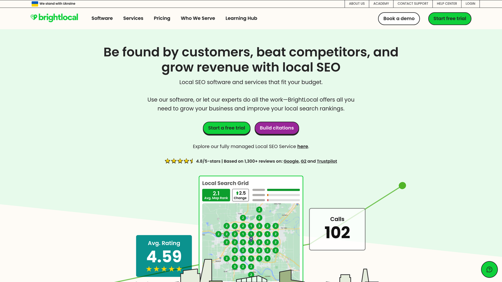 Screenshot of BrightLocal website