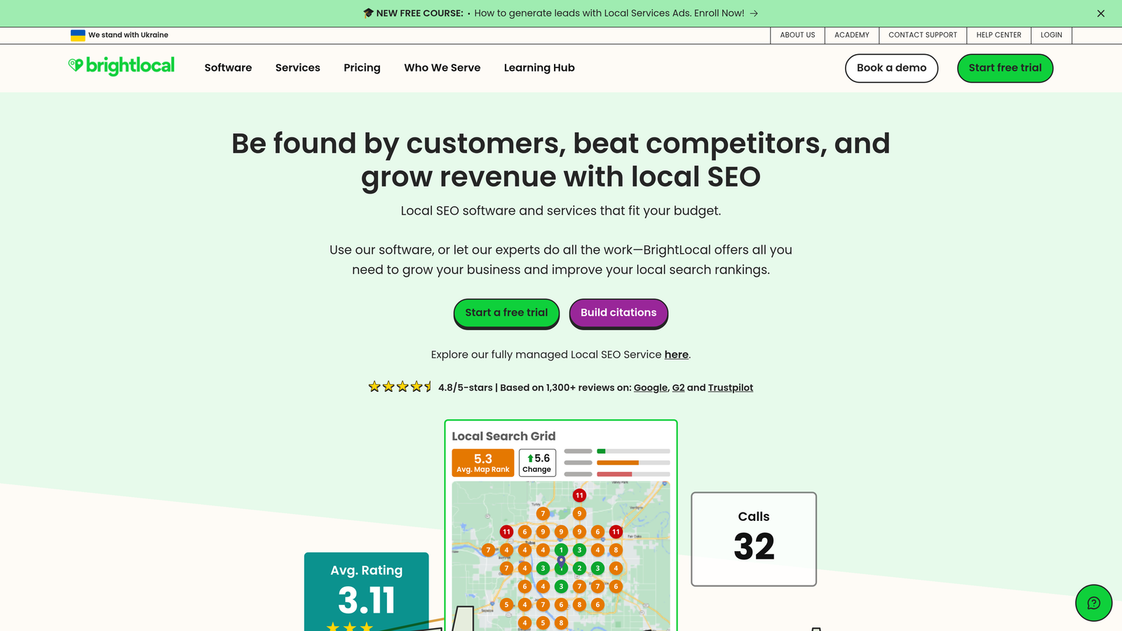 Screenshot of BrightLocal website