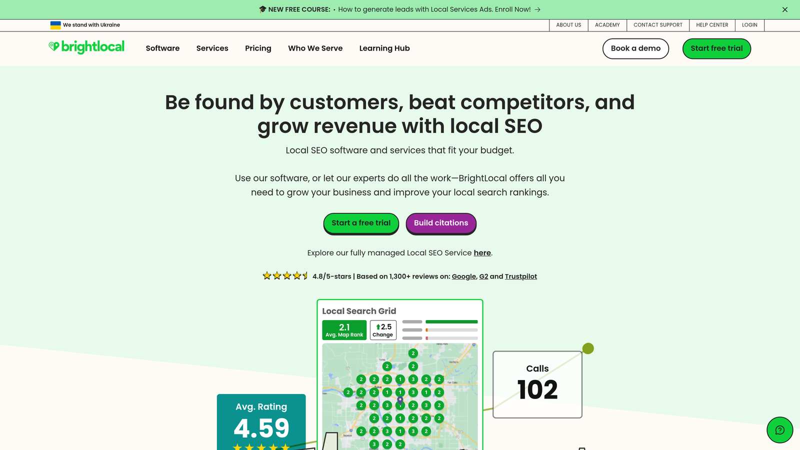 Screenshot of BrightLocal website