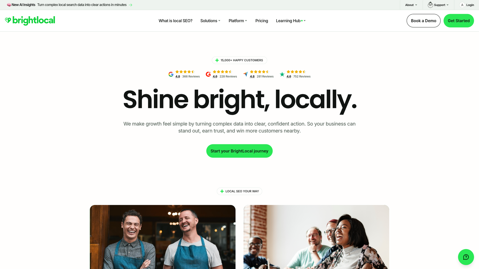 Screenshot of BrightLocal website