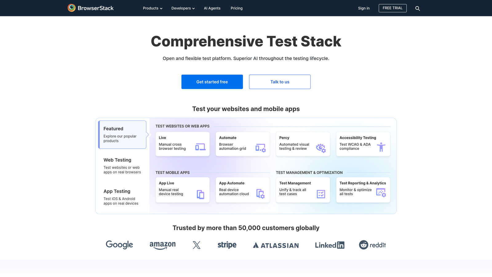 Screenshot of BrowserStack website