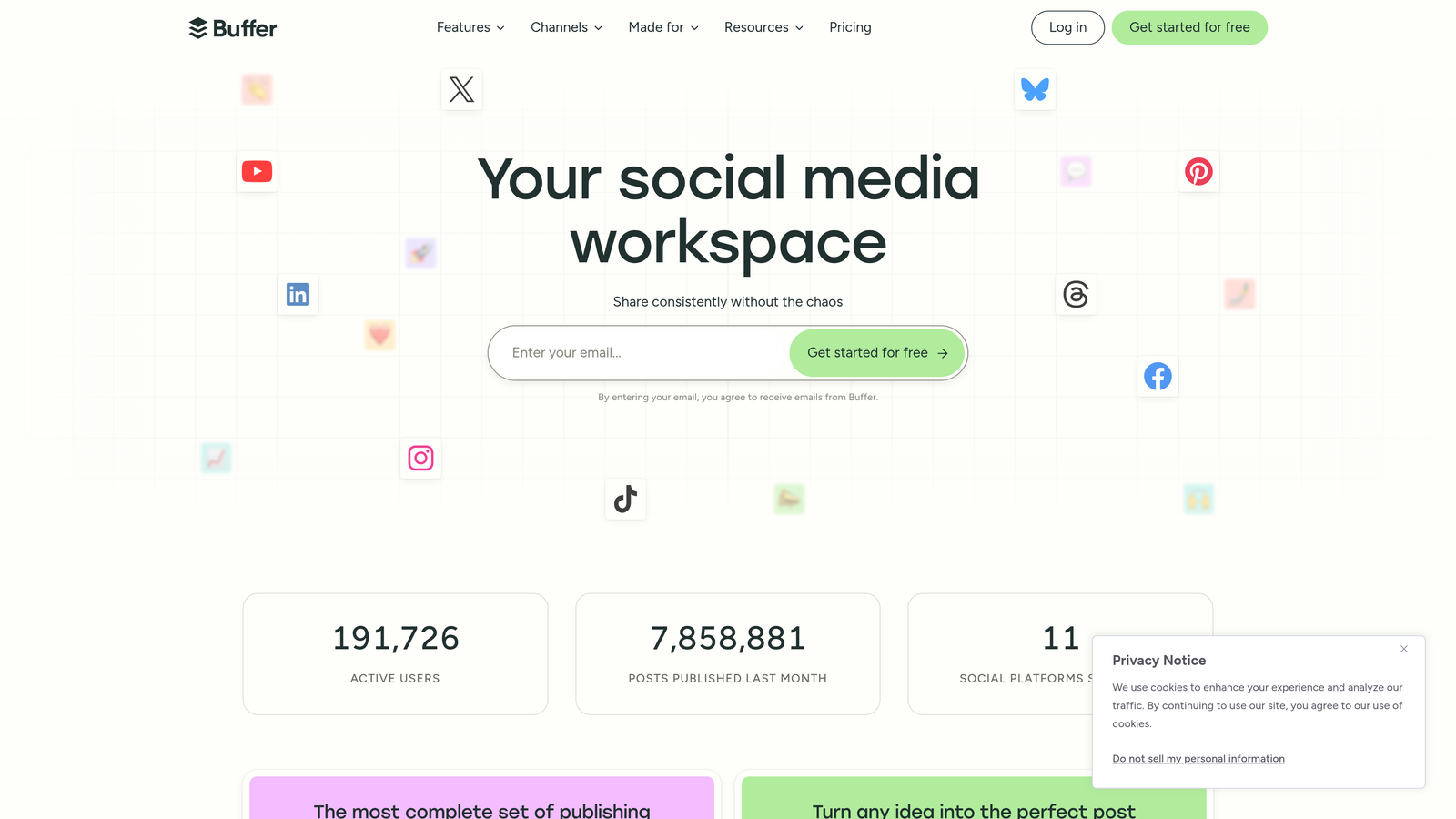 Screenshot of Buffer website