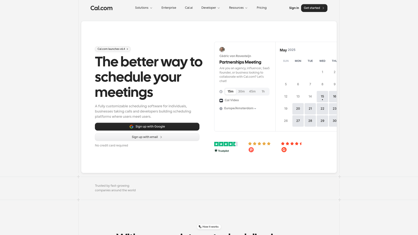 Screenshot of Cal.com website