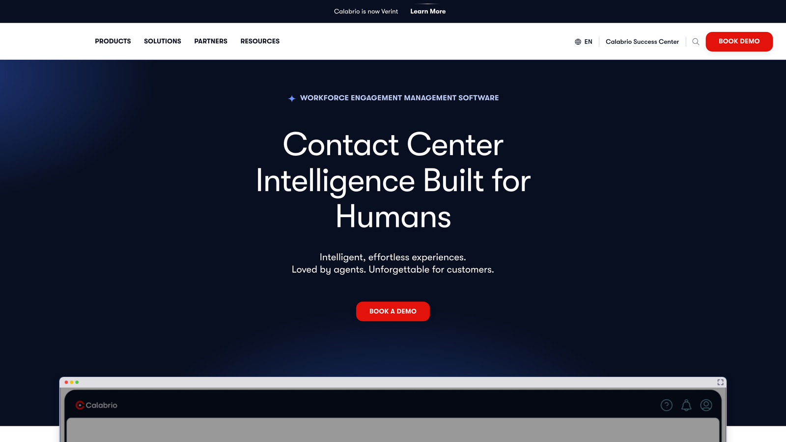 Screenshot of Calabrio ONE website