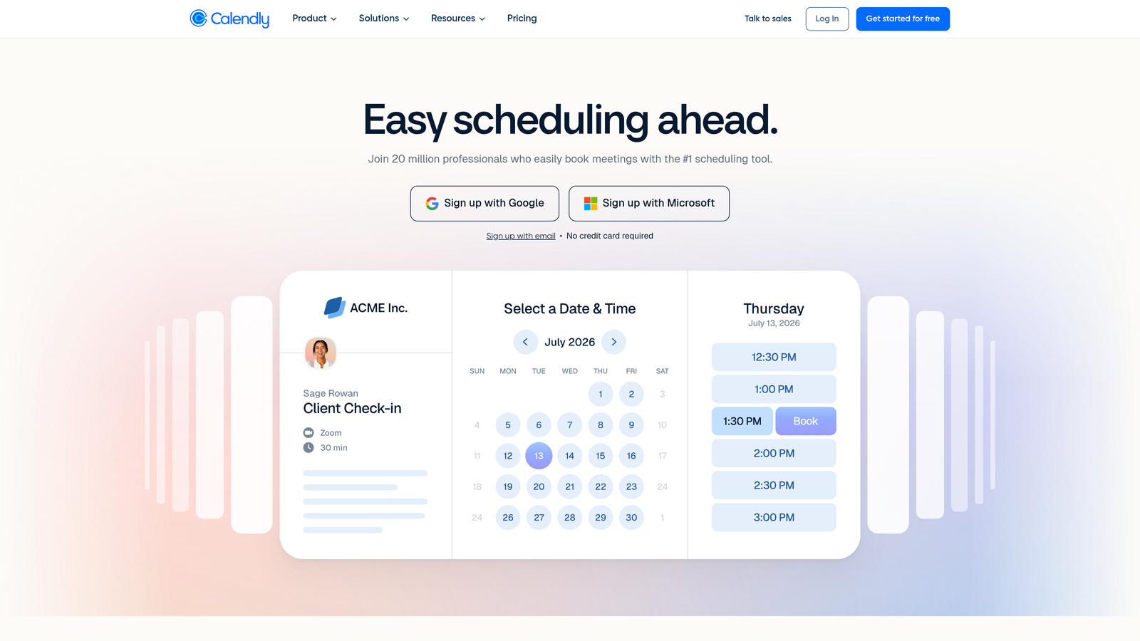 Screenshot of Calendly website