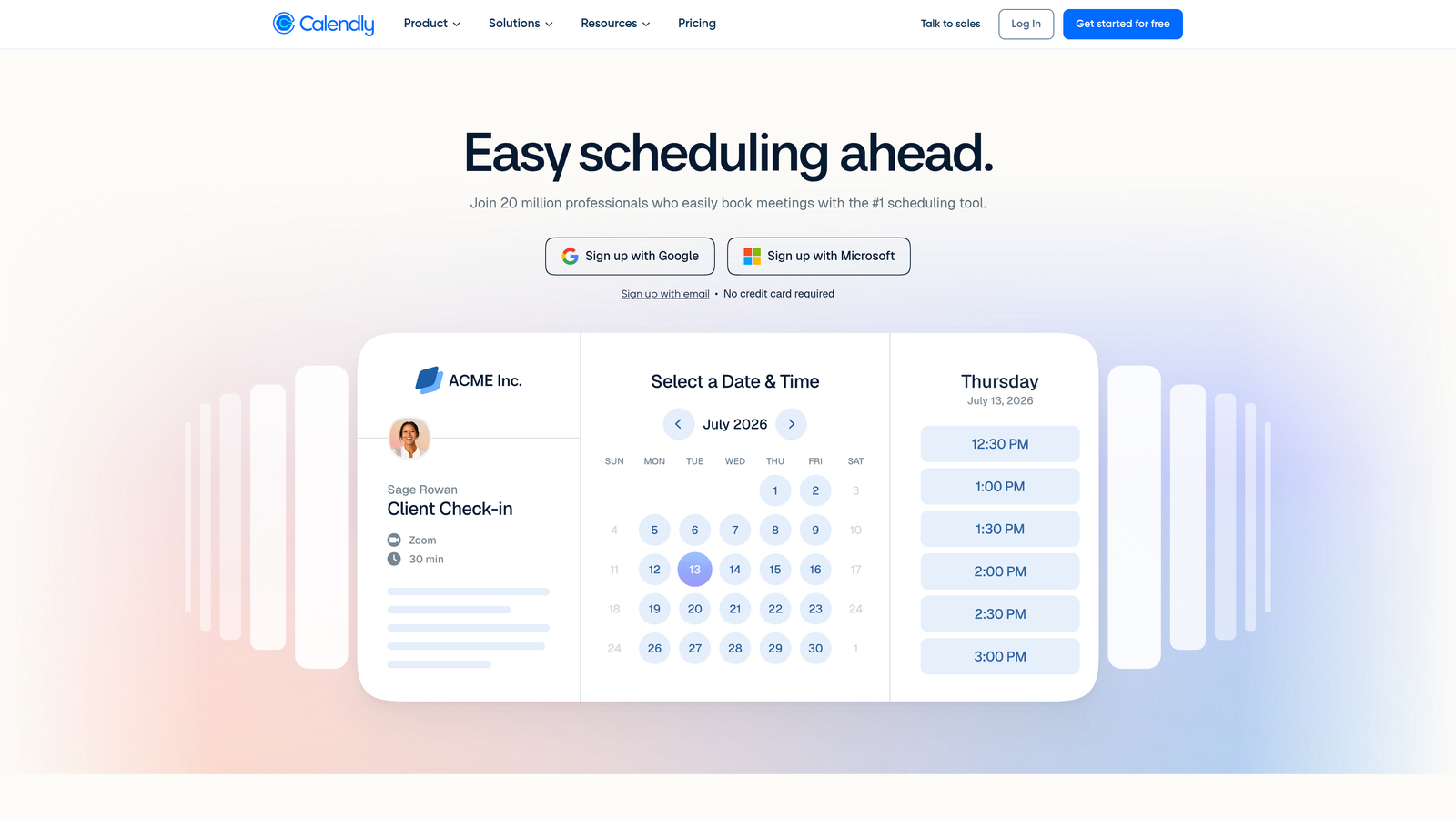 Screenshot of Calendly website