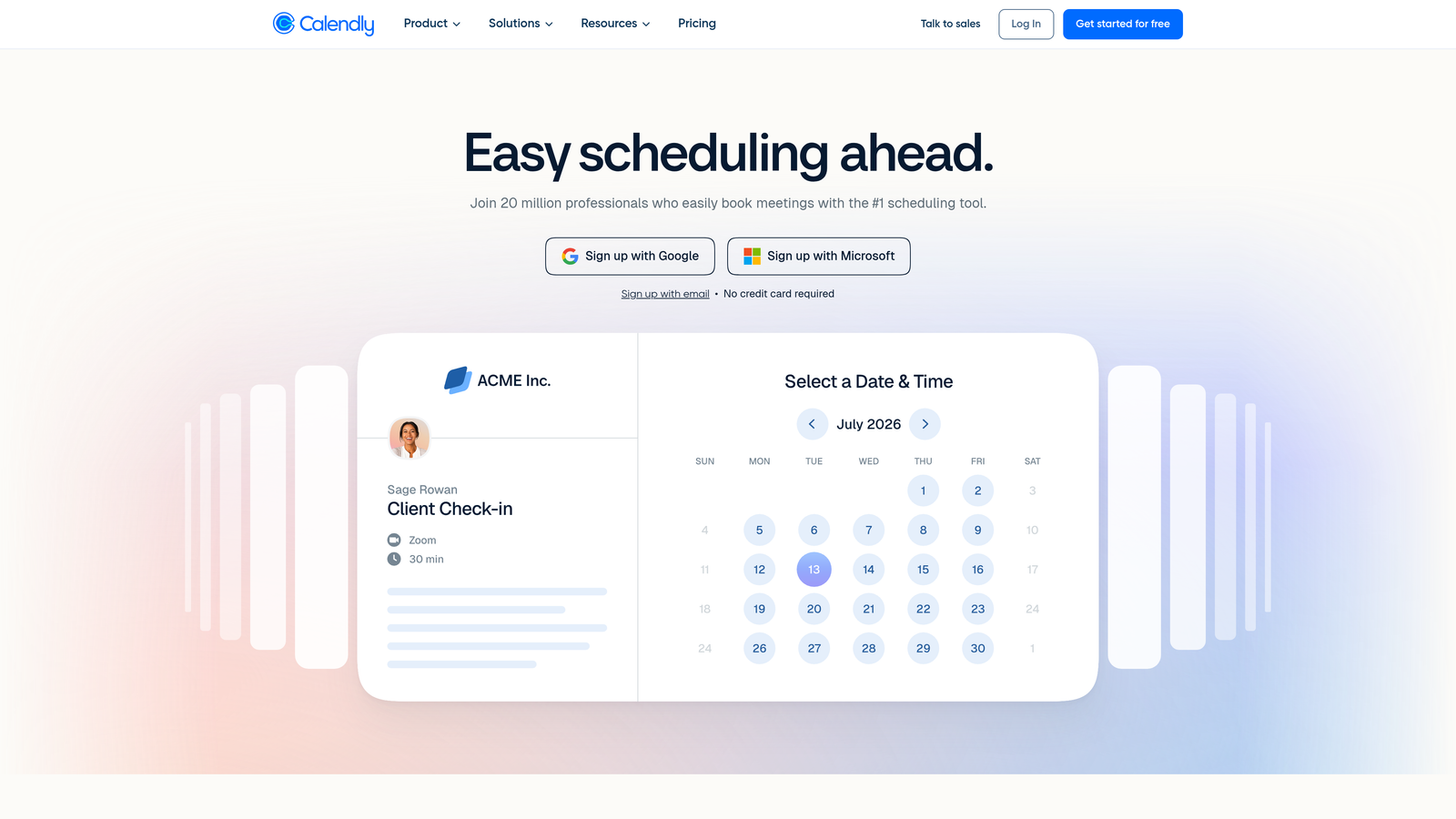 Screenshot of Calendly website