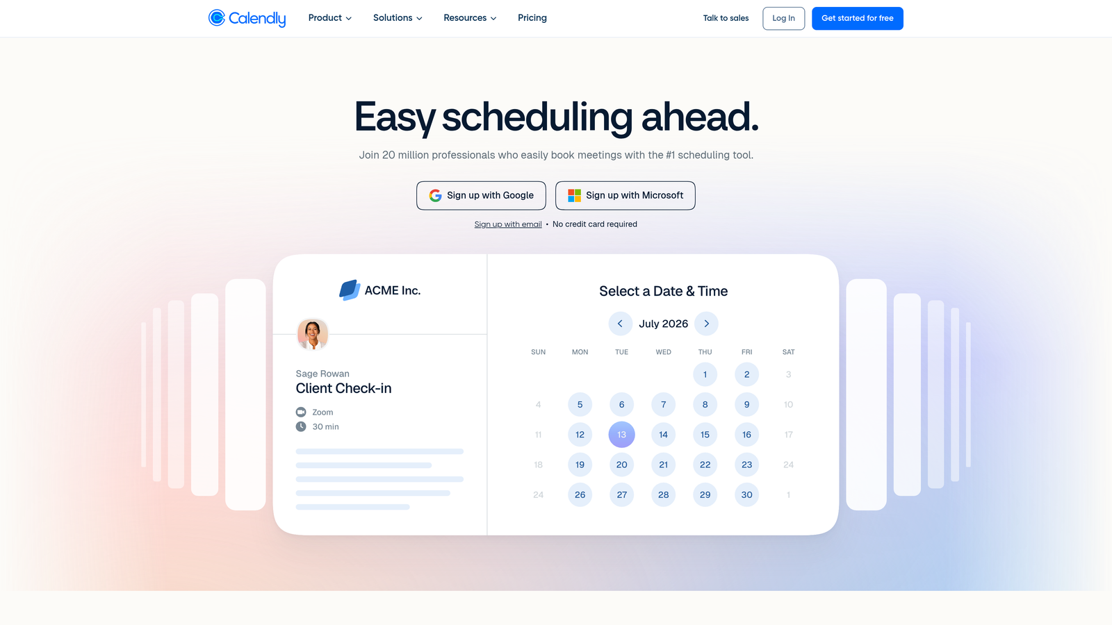 Screenshot of Calendly website