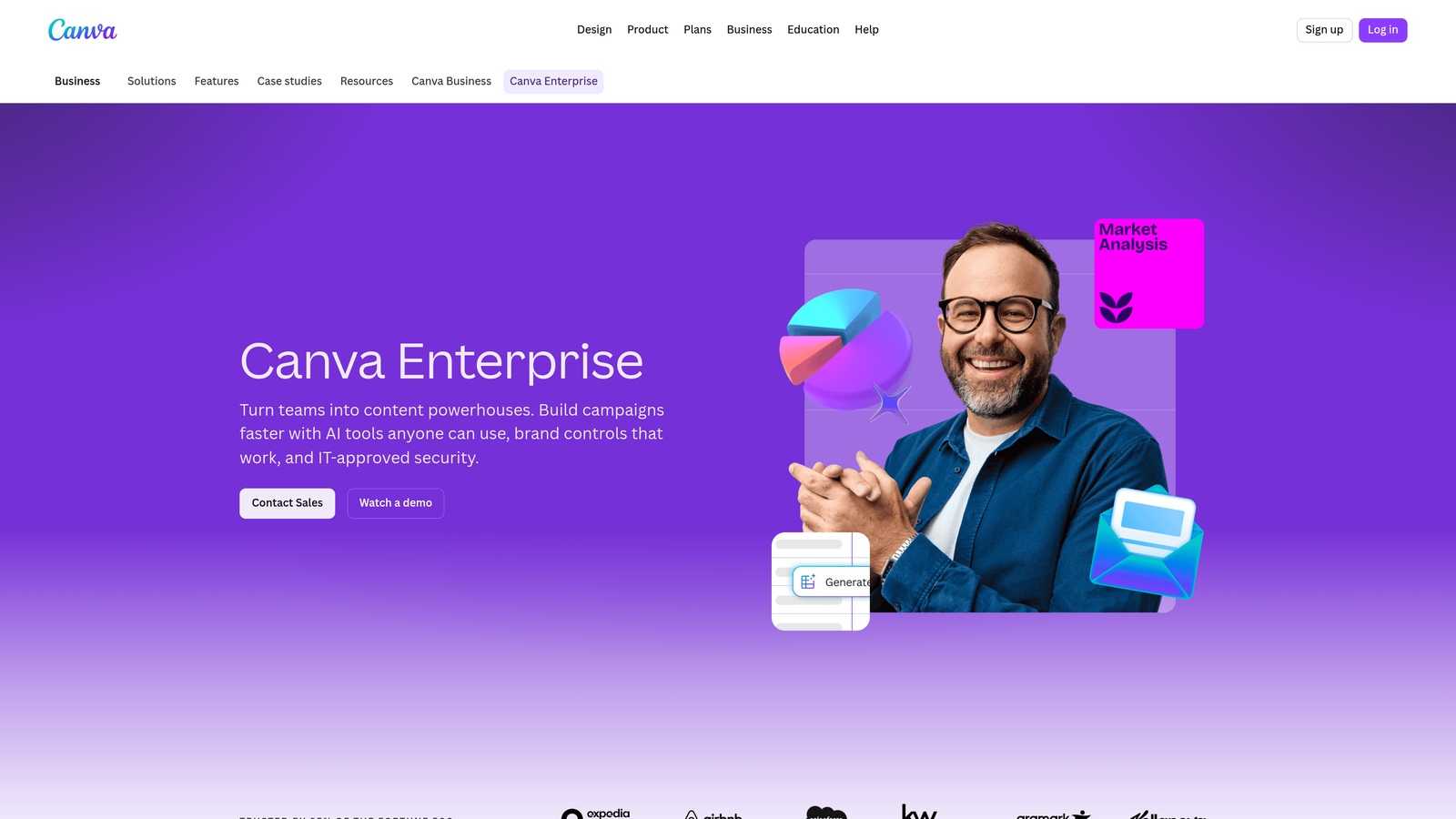 Screenshot of Canva Enterprise (with Magic Studio) website