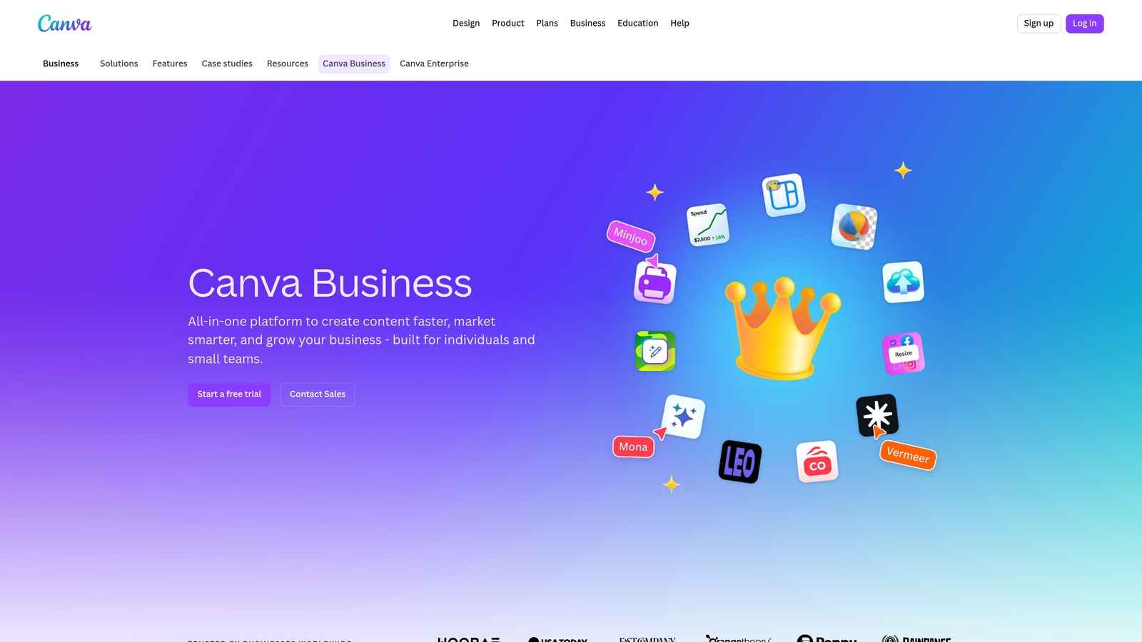 Screenshot of Canva for Teams website