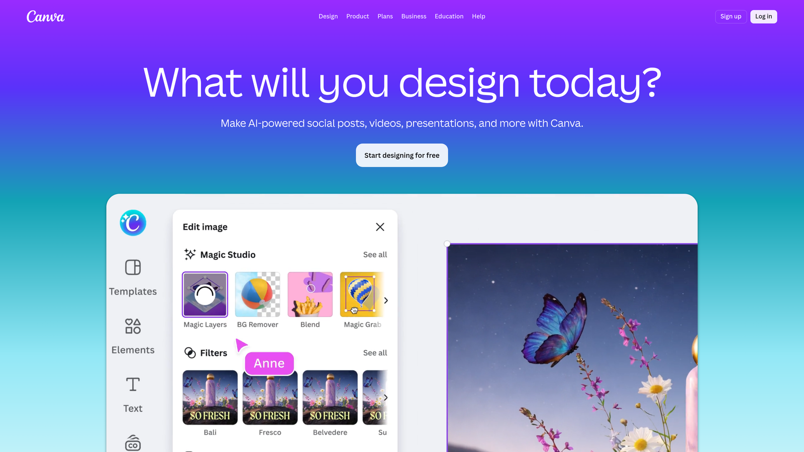 Screenshot of Canva Magic Studio website