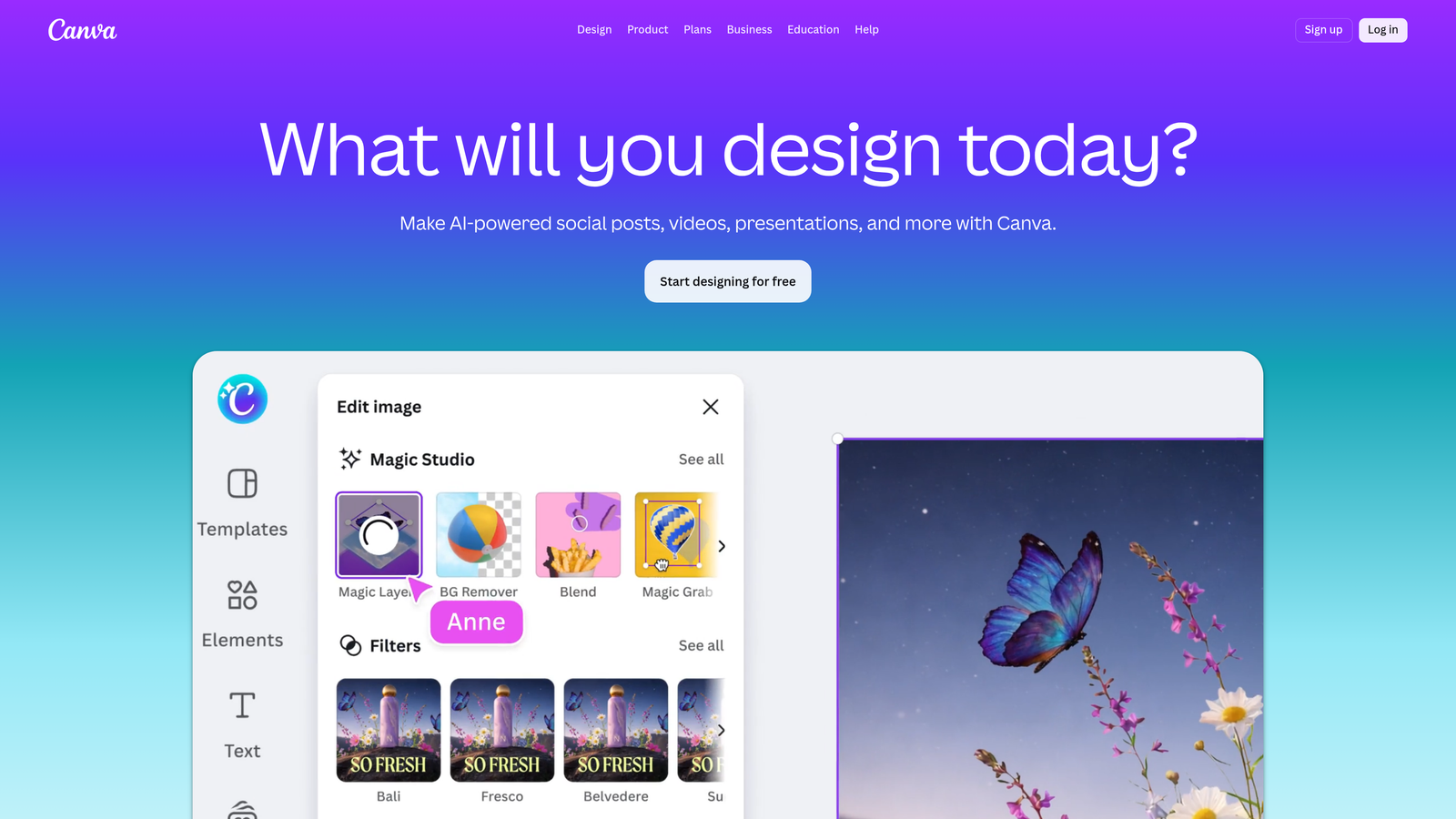 Screenshot of Canva Magic Studio website